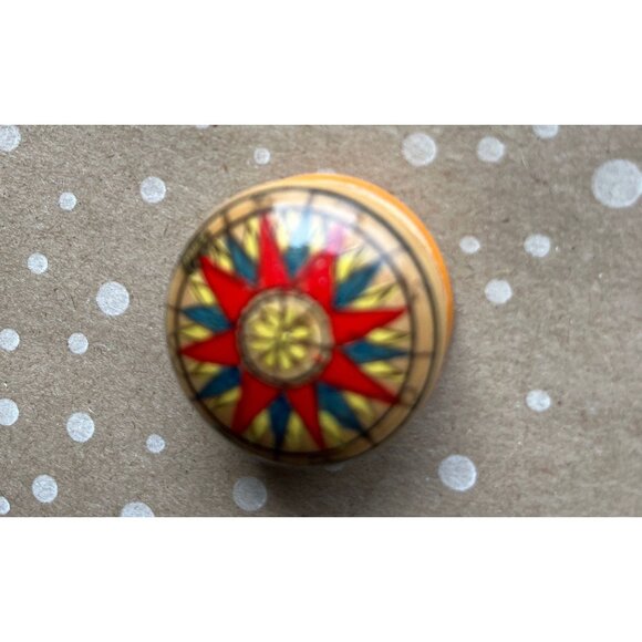 Vintage Handmade Wooden Box Cardinal Direction Alchemy Symbols Pained Shellacked - Picture 7 of 7